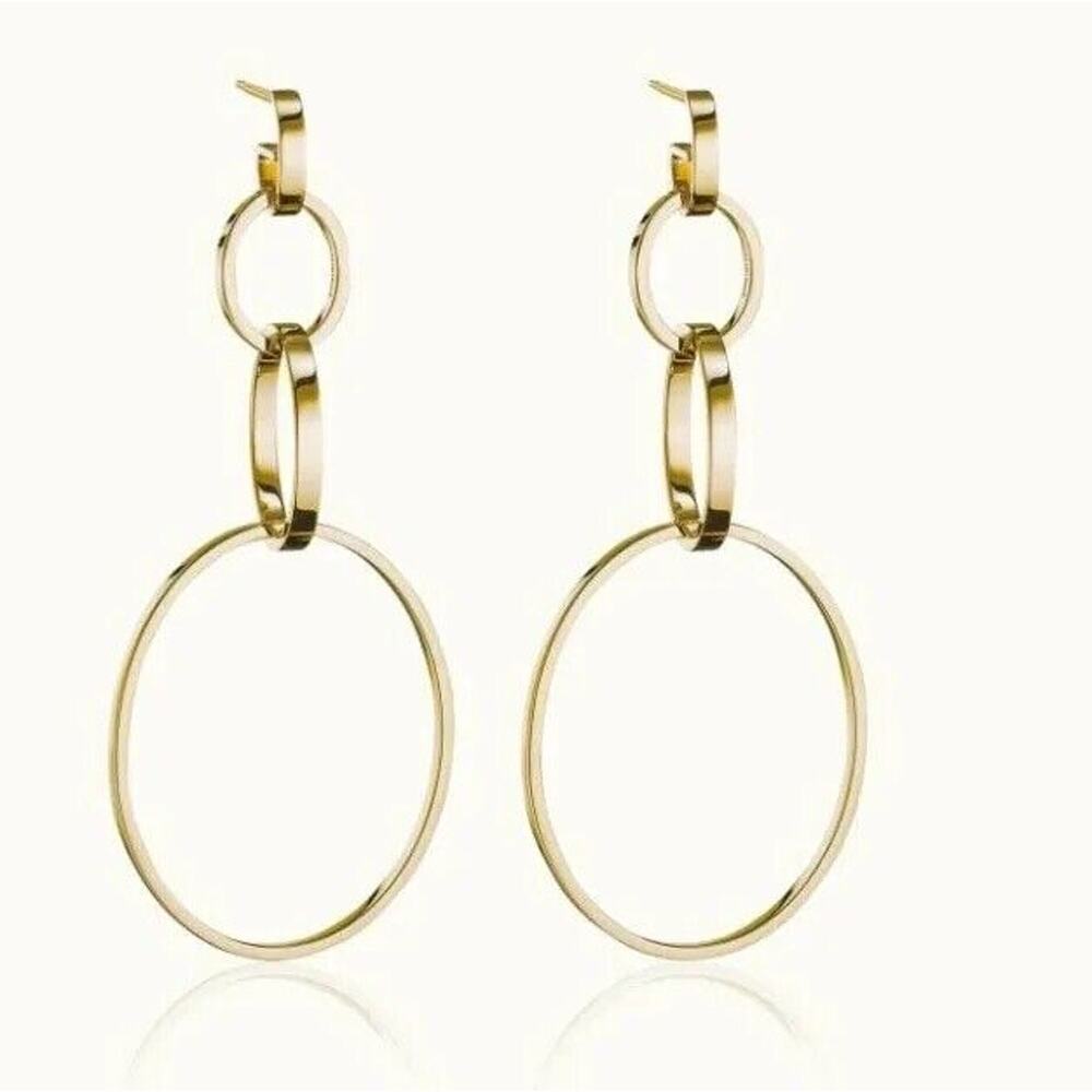 Vita Fede Cassio Earrings Gold Tone Modular Linked Hoops Adjustable‎ NWT